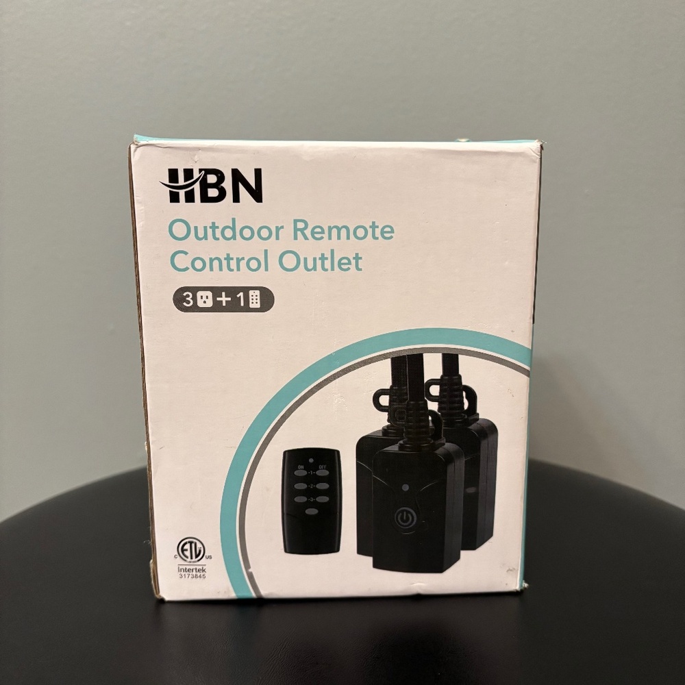 HBN Outdoor Indoor Wireless Remote Control 3-Prong Outlet, 1 Remote 3 Outlets